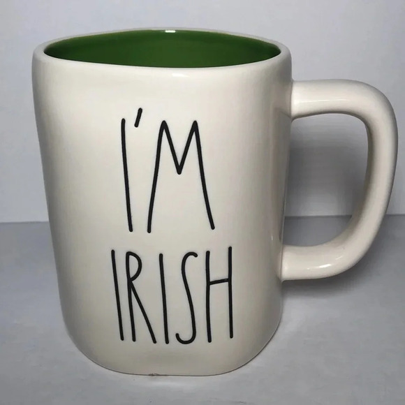 Rae Dunn I’m IRISH Double Sided with Clover and Green interior Mug - Picture 1 of 6
